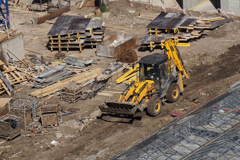 Tractor at Work on a Construction Site Editorial Stock Image Image of