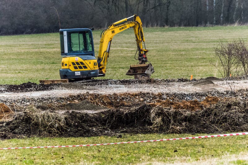 Tractor Working at a Construction Site Editorial Stock Photo Image of