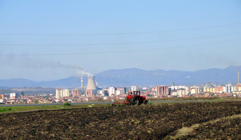Tractor working field royalty free stock photography