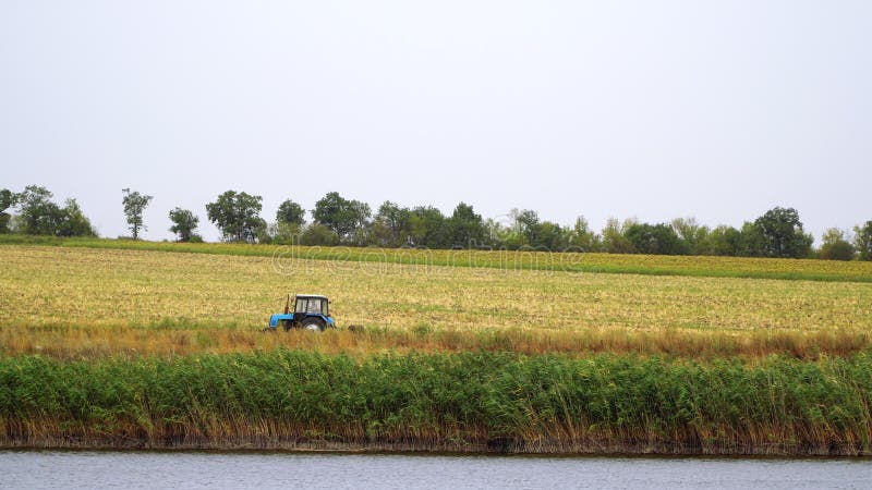 Tractorritten op het gebied Het gebied wordt gevestigd dichtbij het meer