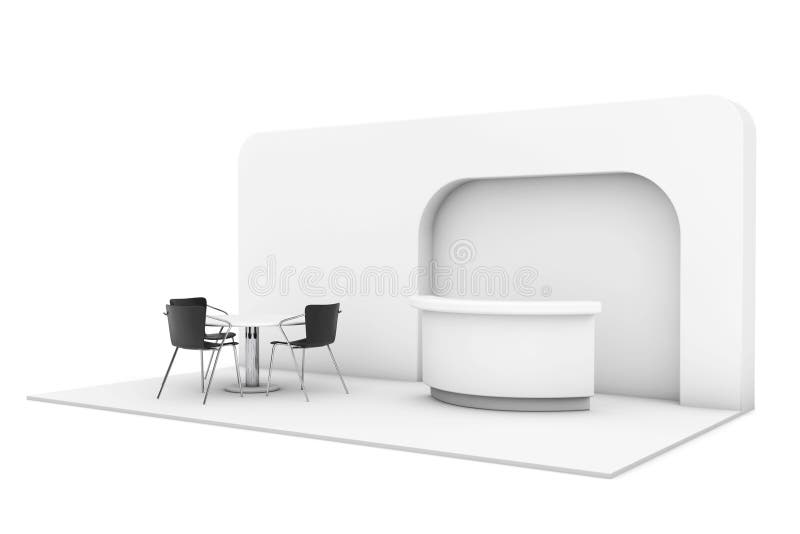 Trade Commercial Exhibition Stand. 3d Rendering Stock Illustration