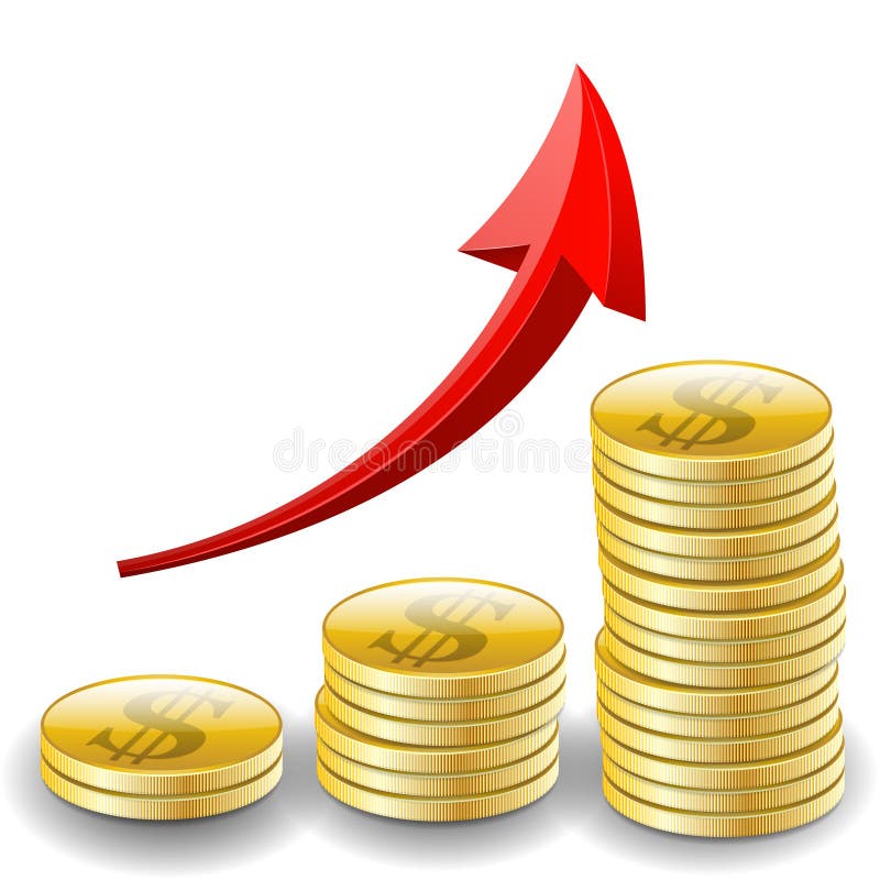 Trade diagram with golden coins money stock illustration Trade diagram with golden coins money stock illustration