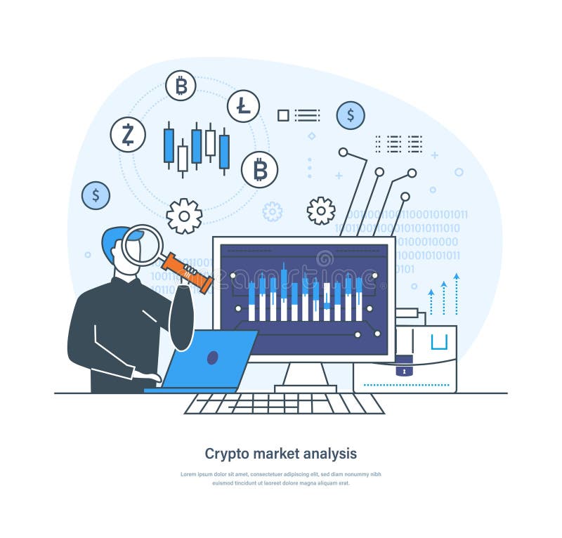 Trader analyzing stock chart and market data to increase profits stock illustration