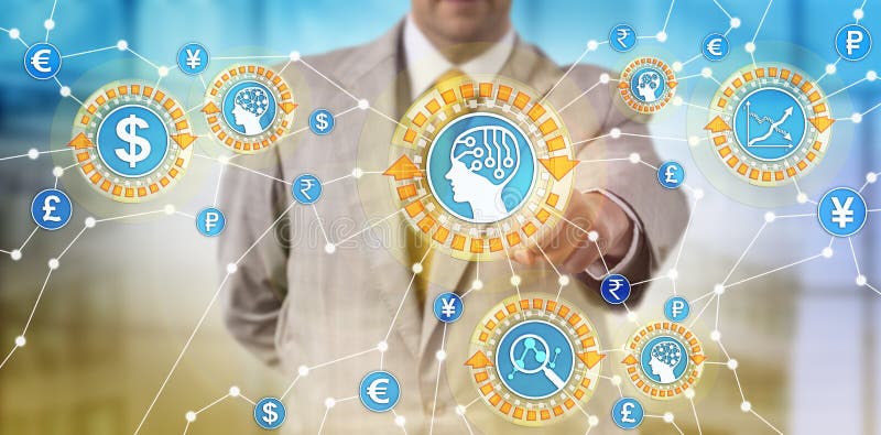 Trader Monitoring Transaction Patterns Via AI royalty free stock images Trader Monitoring Transaction Patterns Via AI royalty free stock images