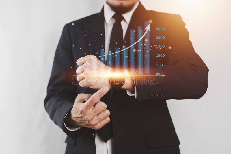 Trader trading on Stock market, Business growth, Businessman or trader invest trading online stock forex and exchange stock image