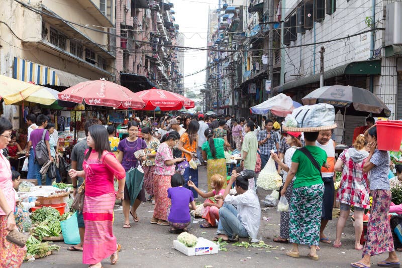 Trading activities at the downtown Yangon market