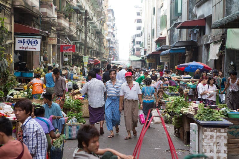 Trading activities at the downtown Yangon market