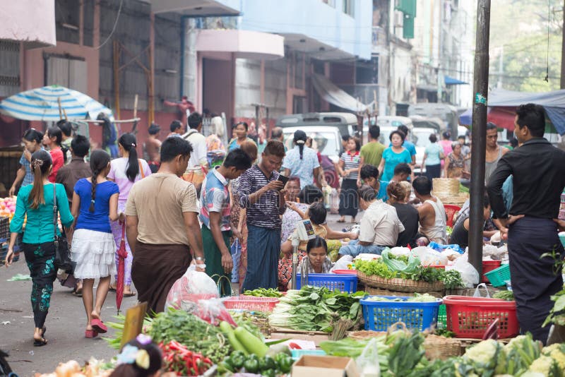 Trading activities at the downtown Yangon market