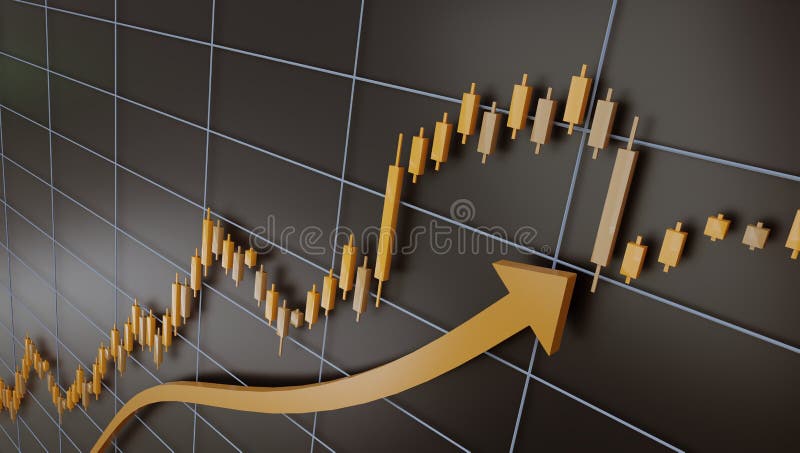 Trading chart and candlestick of gold, 3d illustration vector illustration