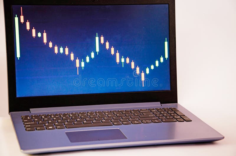 Trading on the Exchange. Laptop on Screen Graph. Notepad Pen Rates, Stocks.  Win, Lose. Good Luck and Failure in Trade Stock Image - Image of failure,  diagram: 173829439