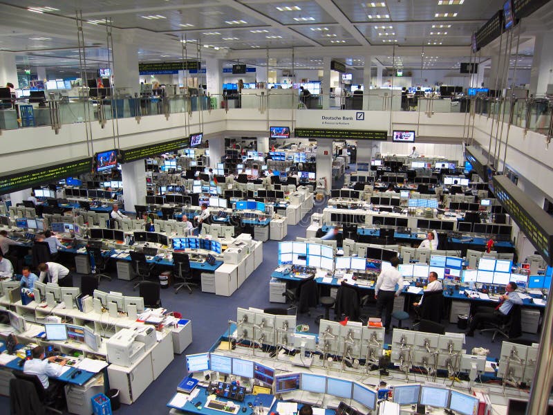 Trading Floor of Deutsche Bank in Frankfurt am Main, Hessen, Germany