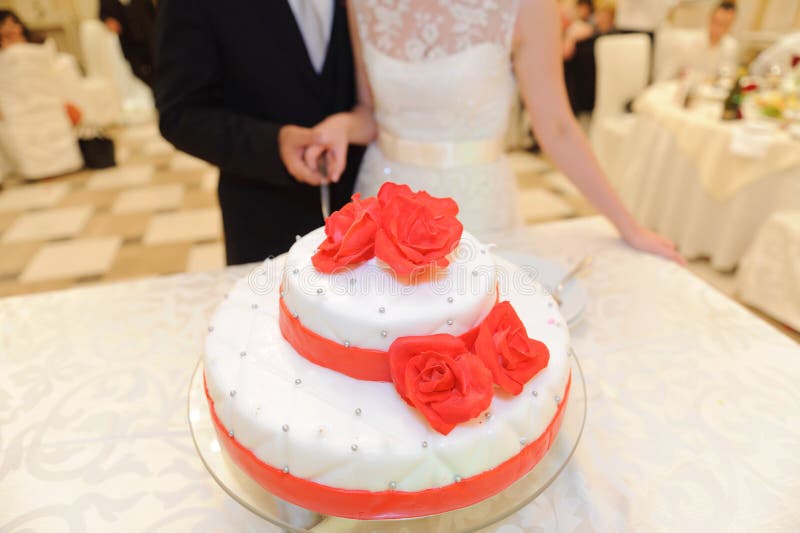Tradition of Cutting Wedding Cake Stock Photo Image of dessert