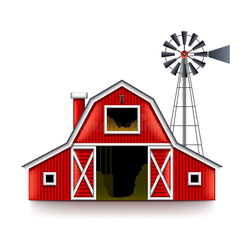 Traditional American Red Farm House Vector Stock Vector