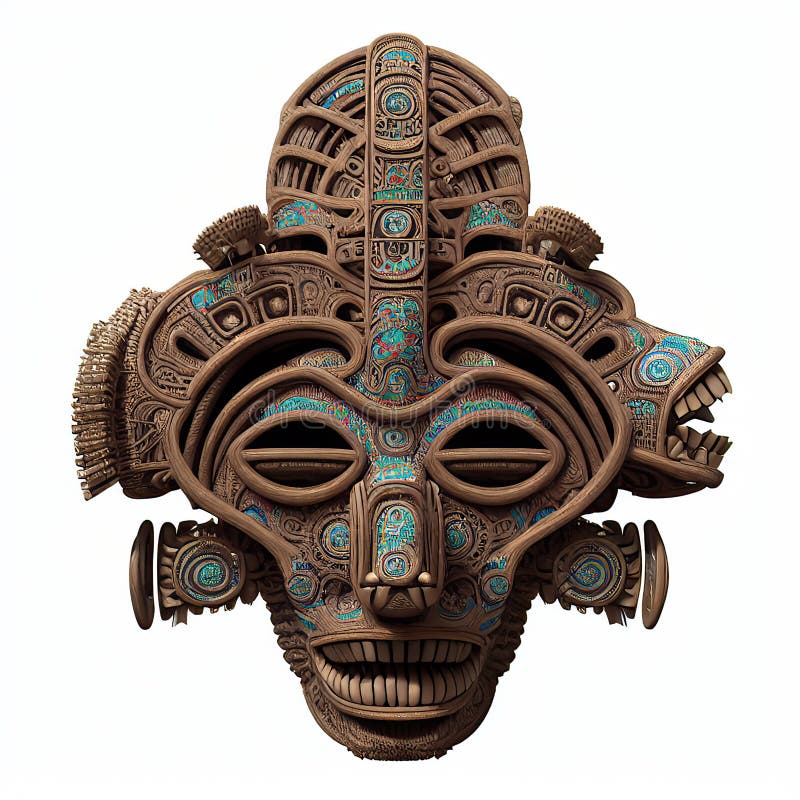 mexican aztec skull warrior Generative AI Stock Illustration