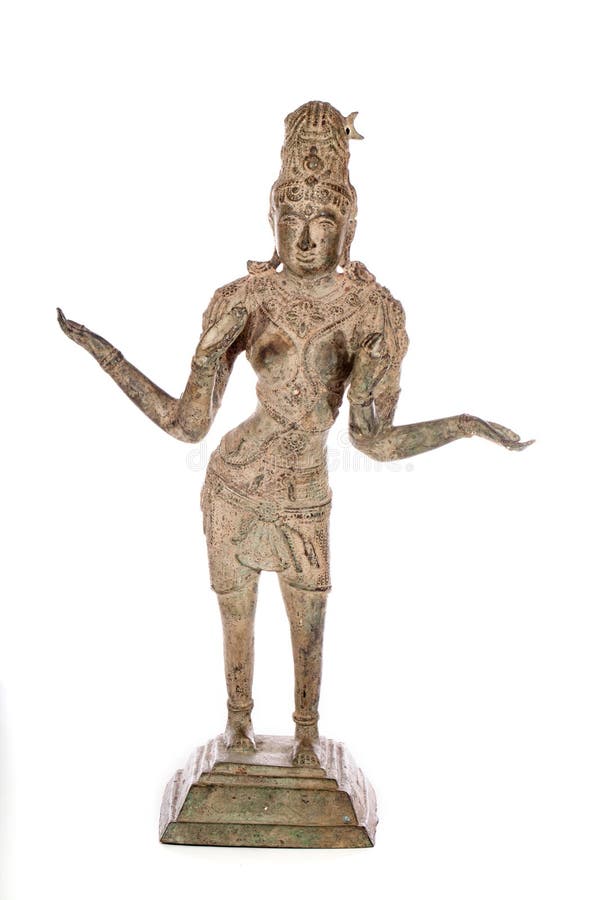 Traditional antique bronze statue of Lakshmi Hindu Goddess of we