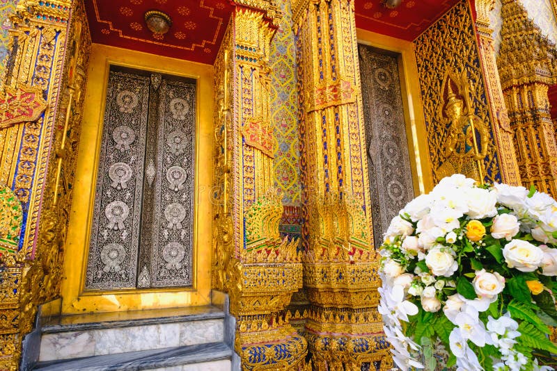 Traditional and architecture Thai style temple at Wat Ratchabophit Temple in Bangkok