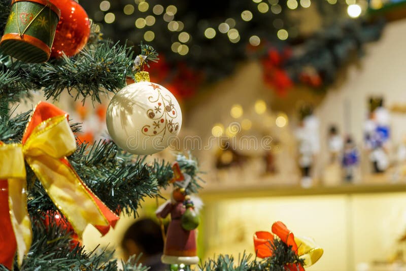 Traditional Artificial Christmas Tree, Ball and Brightly Coloured