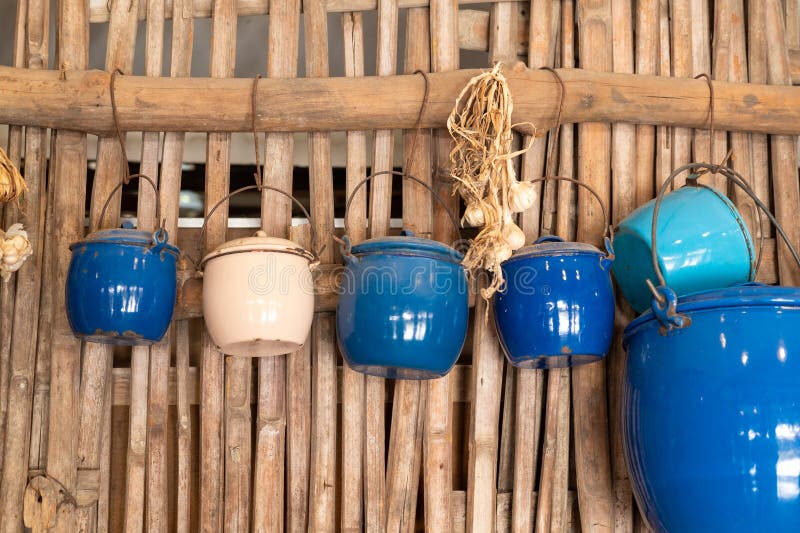 A Traditional Asian Kitchen Wall Pot for Storing Food Stock Image