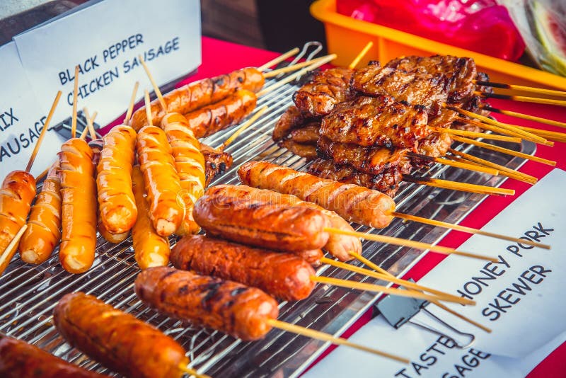 Traditional Asian Street Food Meat Barbecue. Stock Image Image of