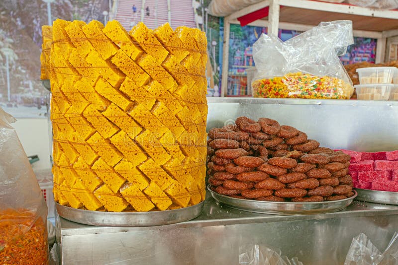 Traditional Asian Sweets on the Street Market Near Batu Caves Stock