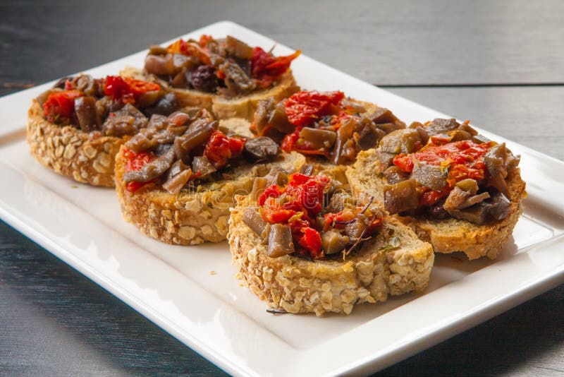 Traditional Aubergine Bruschetta Stock Image - Image of bowl, seasonal ...