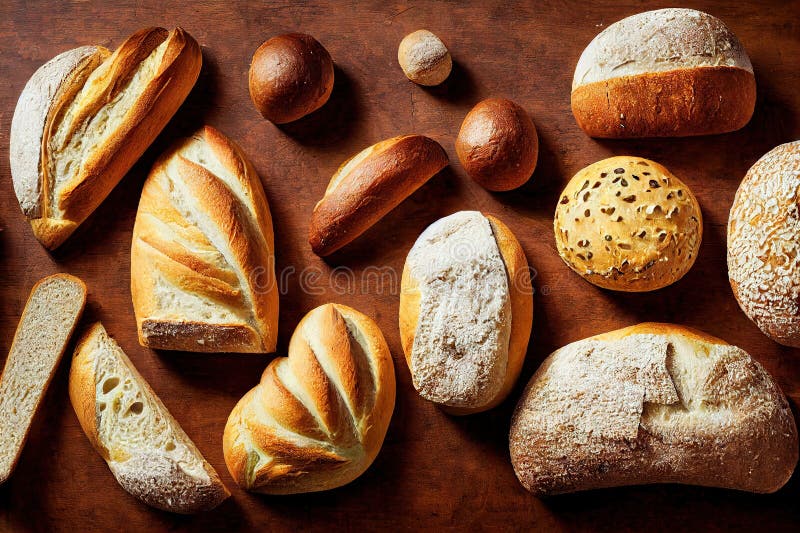 Traditional Baking Buns of Wheat Flour Baked Bread Stock Illustration