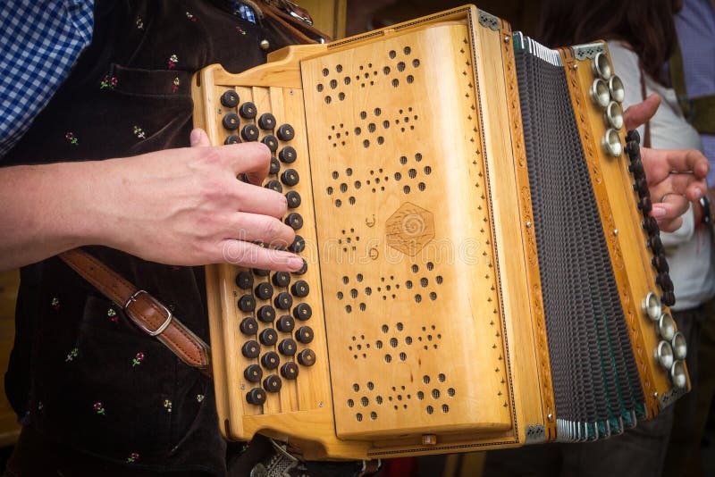 Traditional Bavarian accordion player