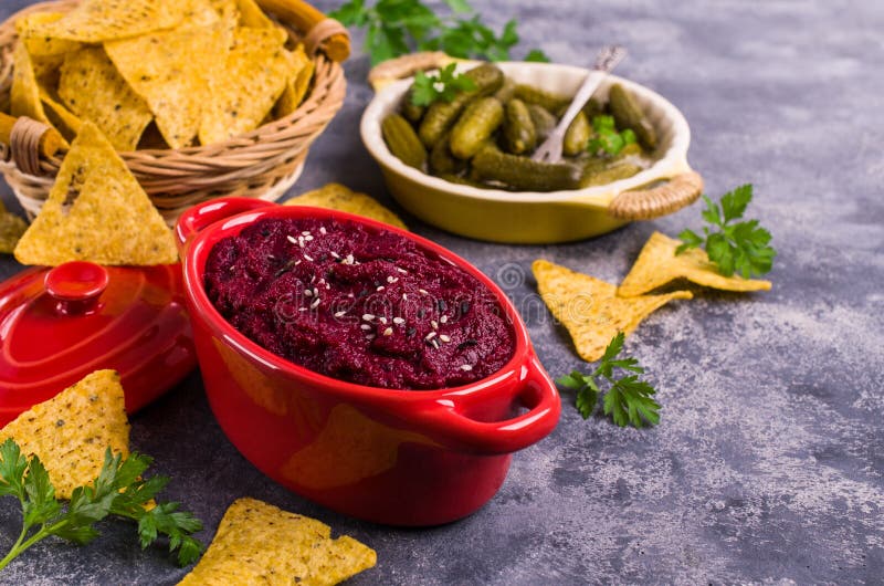 Traditional beet dip stock photo. Image of dish, chickpeas 124776342