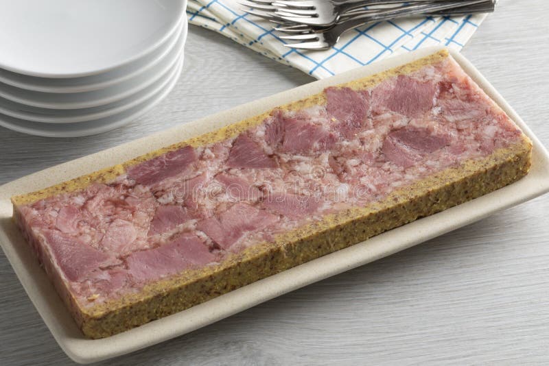 Traditional Belgian Brawn, Head Cheese on a Plate Stock Photo Image