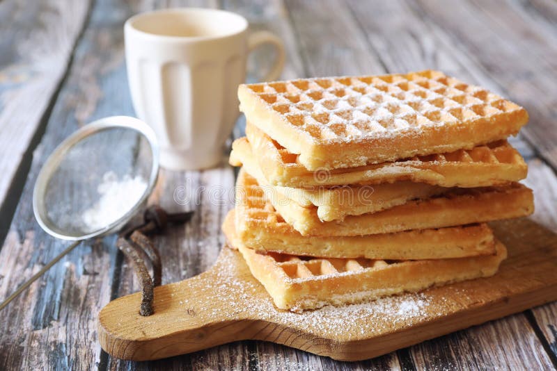 Waffles with Powdered Sugar Stock Photo Image of waffle, three 19908506