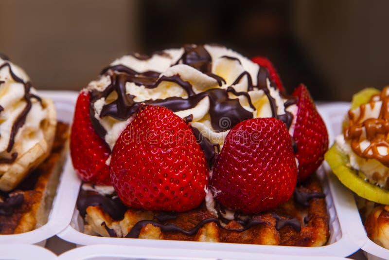 Traditional Belgian Waffles Ready To Eat Stock Image Image of shop, pastry 72626497