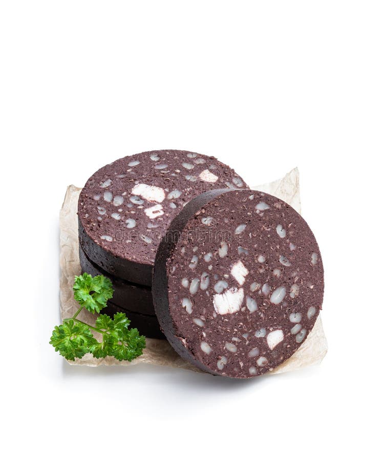 Traditional Black Pudding Sausage Slices Isolated on White Stock Image Image of breakfast