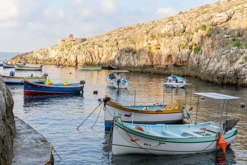 Traditional Boats at the Pier Blue Grotto, Malta Editorial Image ...