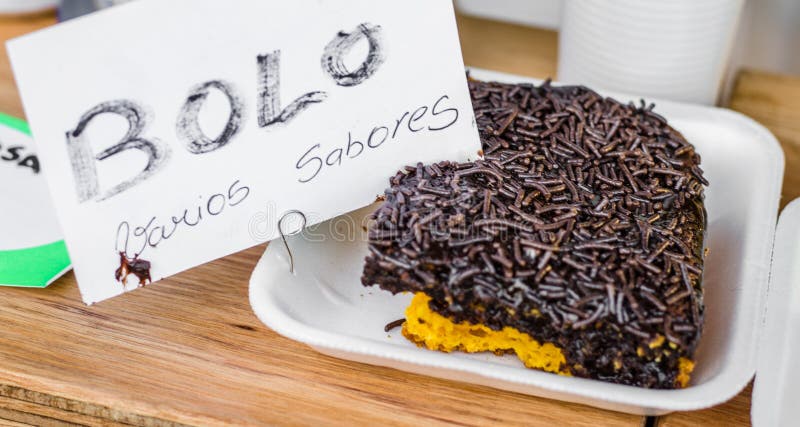 Traditional Brazilian cake at a street food market royalty free stock photography Traditional Brazilian cake at a street food market royalty free stock photography