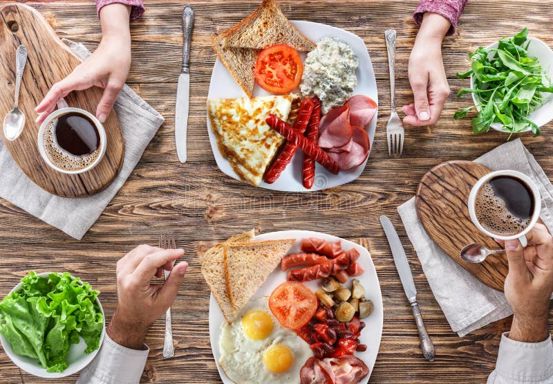 Traditional Breakfast at Home. Stock Photo Image of bean, wooden