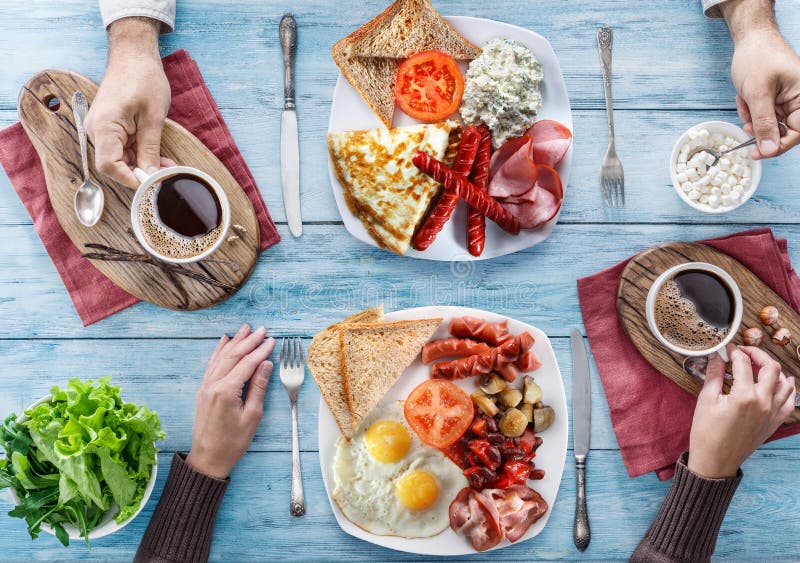 Traditional Breakfast at Home. Stock Photo Image of bean, wooden