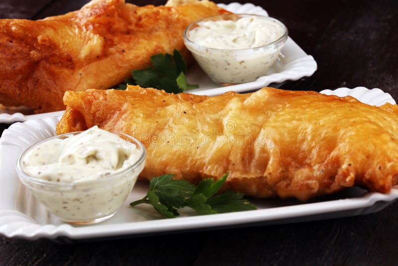 Traditional British Fish Consisting of Mayonnaise and Fried Fish Stock