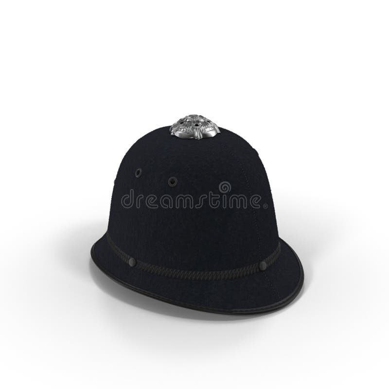 Traditional british police helmet isolated on white. 3D illustration stock illustration Traditional british police helmet isolated on white. 3D illustration stock illustration
