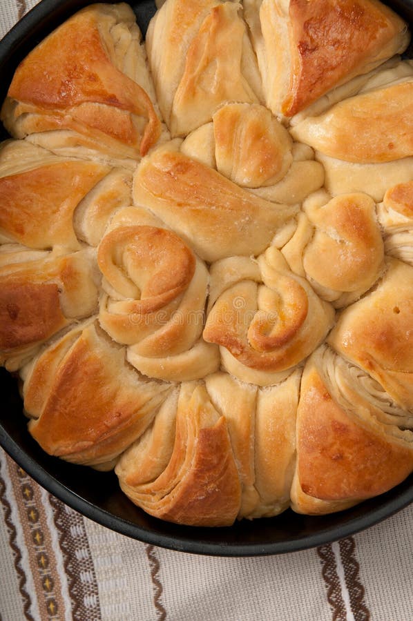 Traditional Bulgarian Christmas Pita Bread Stock Photo Image of shape