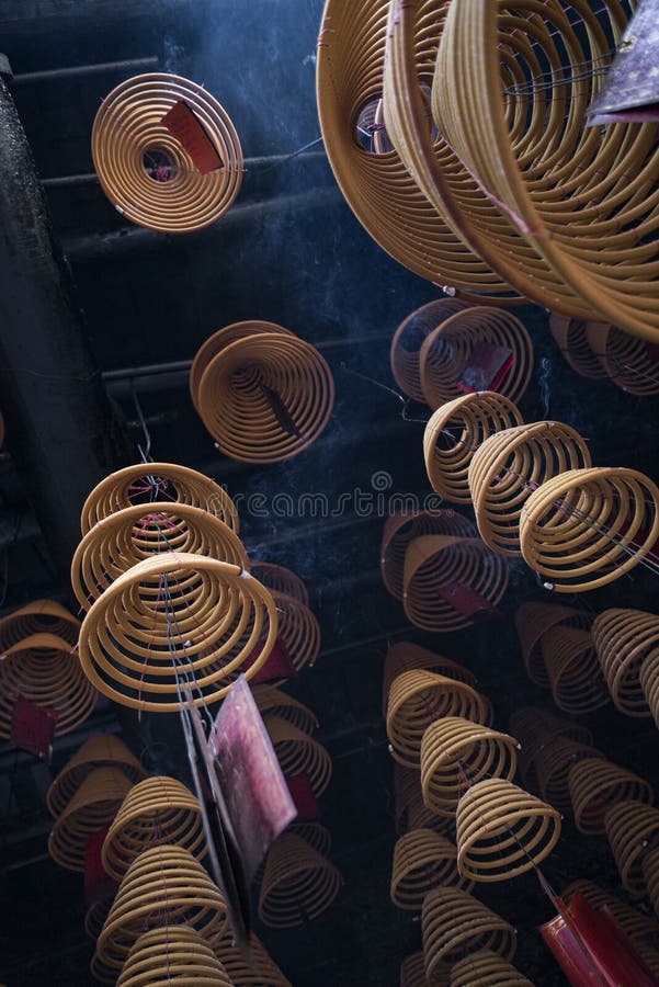 Traditional burning incense coils inside chinese a-ma temple in macau royalty free stock image Traditional burning incense coils inside chinese a-ma temple in macau royalty free stock image