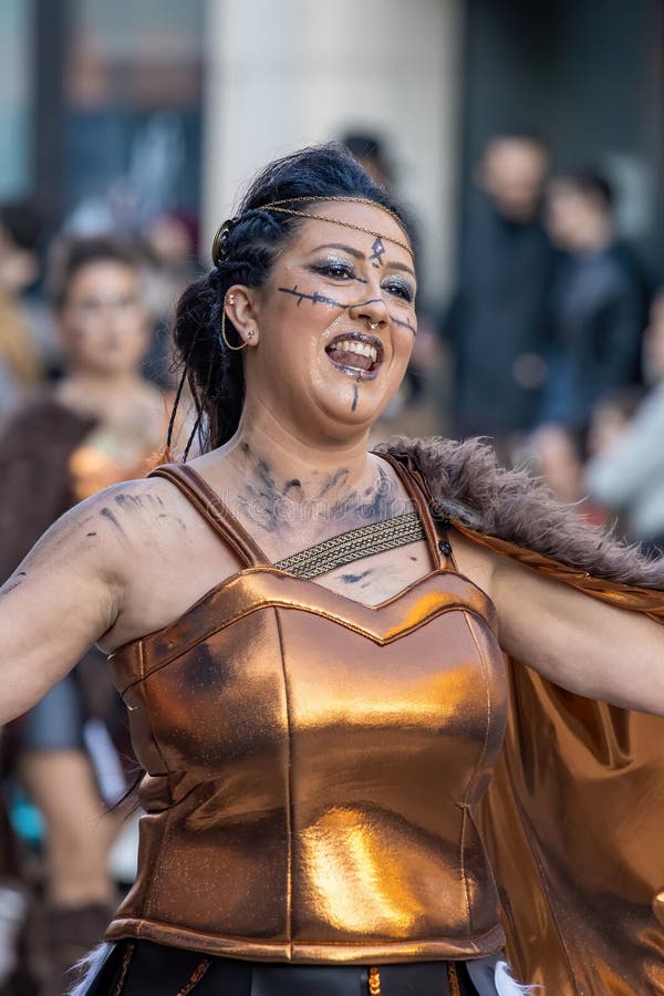 Traditional Carnival in a Spanish Town Palamos in Catalonia. Many ...