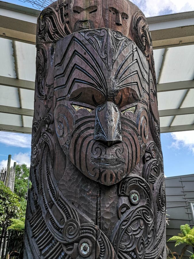 Carved Maori Board stock image. Image of head, zealand 