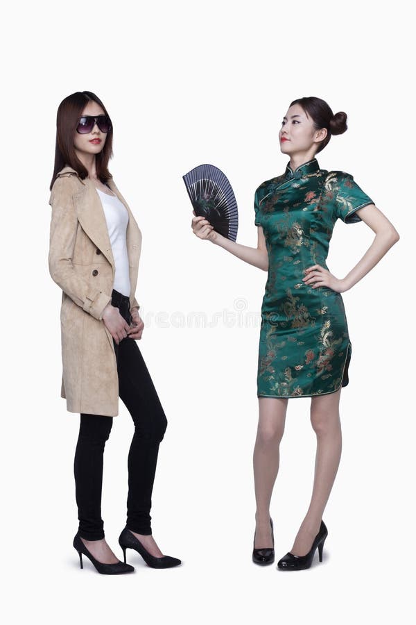 Traditional and Casual Clothing, Opposite, Studio Shot Stock Image