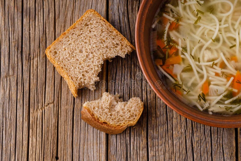 Traditional Chicken Soup with Noodle Stock Image - Image of cuisine