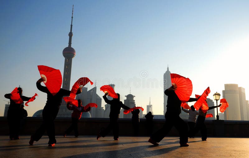 Traditional Chinese Dance with Fans royalty free stock image