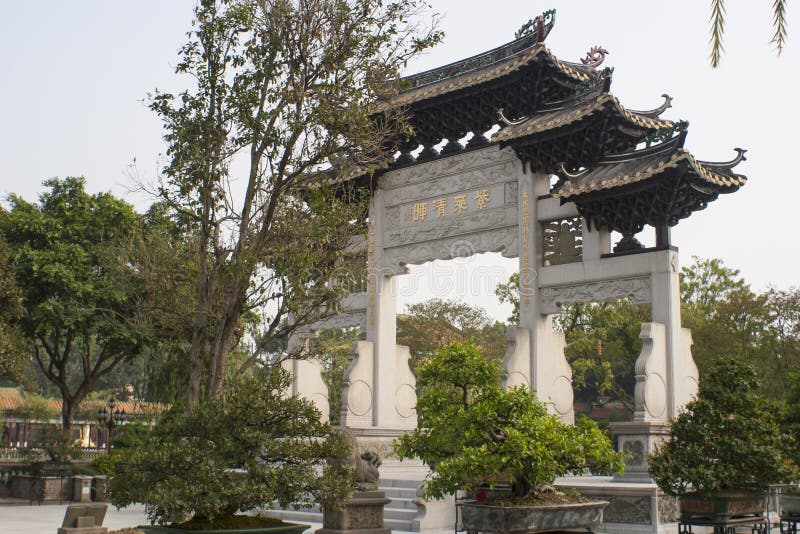 Traditional Chinese garden and torii