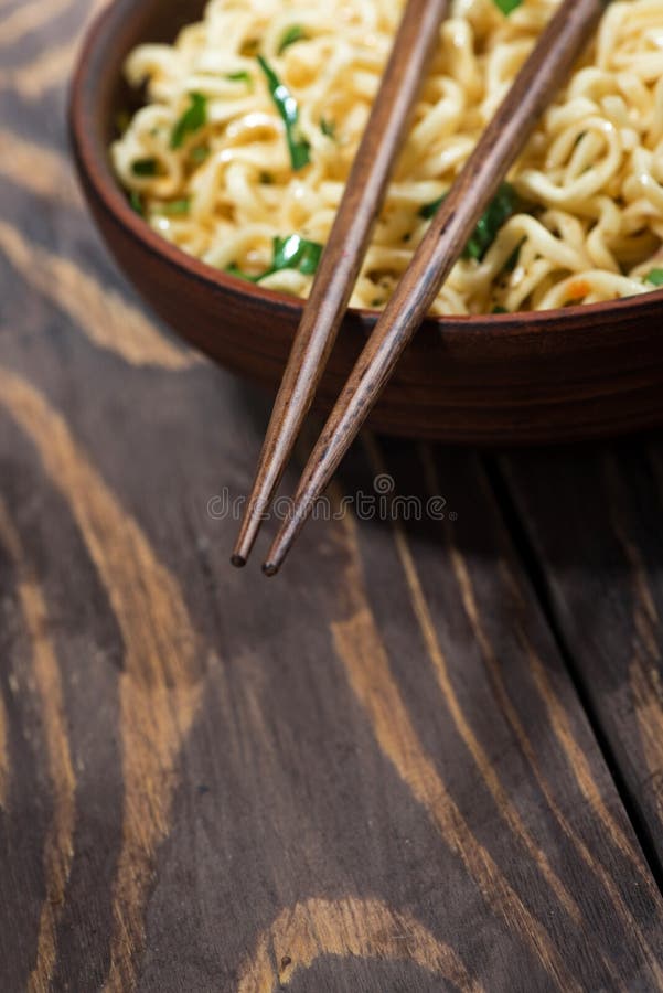 Traditional Chinese Noodles And Chopsticks, Vertical Stock Image