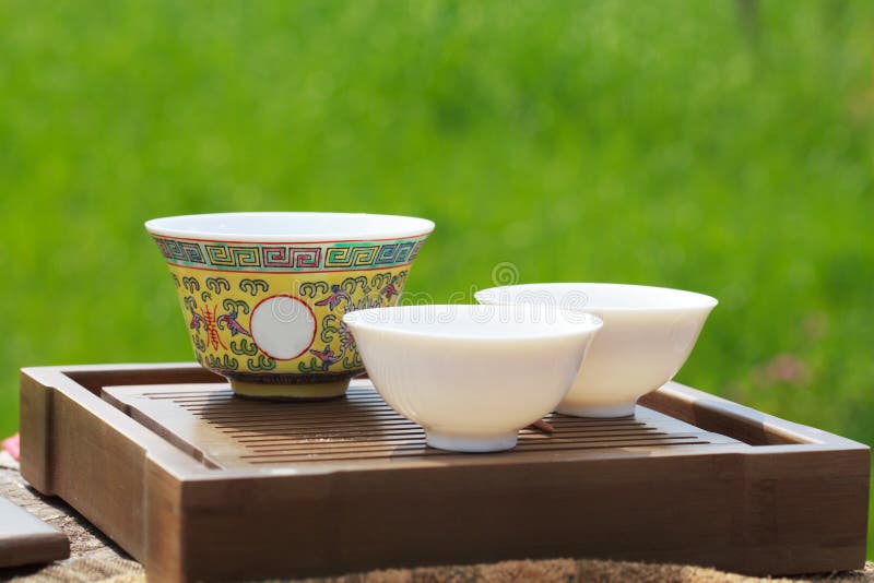 Traditional Chinese Tea Ceremony Accessories ( Gaiwan and Cups) Stock