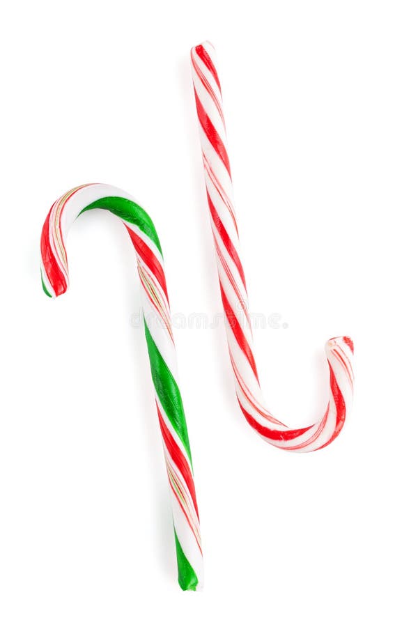 Candy Canes Spell Joy, on White Background; Christmas Stock Image