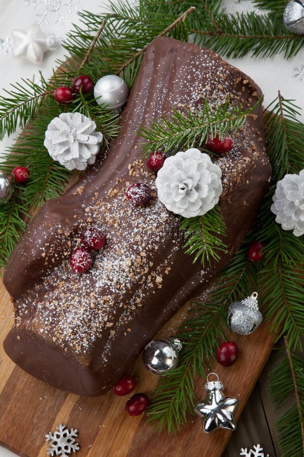 Christmas Chocolate Yule Log Cake royalty free stock photos Christmas Chocolate Yule Log Cake royalty free stock photos